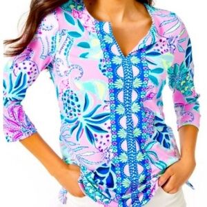 NWT Lilly Pulitzer UPF 50+ Karina ChillyLilly Tunic Top Lilac Rose  ~ LARGE